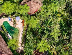 take your meal by the natural pool - no chemicals at Sarinbuana Eco Lodge Restaurant in Tabanan