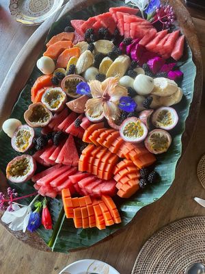 tropical fruit platter at Sarinbuana Eco Lodge Restaurant in Tabanan