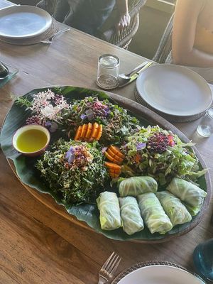 salad platter with garden wraps & cashew mayo at Sarinbuana Eco Lodge Restaurant in Tabanan