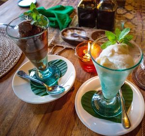 Homemade  dairy free ice cream, made with tropical local organic fruits at Sarinbuana Eco Lodge Restaurant in Tabanan