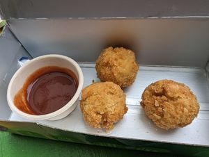 Fried cheese balls at Let Them Eat Vegan in Dunedin