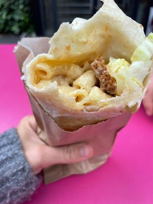 Mac'n cheese burrito at Let Them Eat Vegan in Dunedin