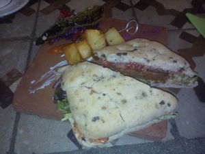 hamburger (vegan) at Tarifa EcoCenter in Tarifa