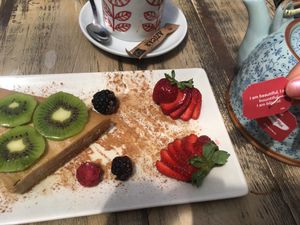 Vengan chees cake at Tarifa EcoCenter in Tarifa