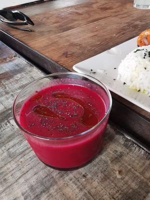 Beetrot gazpacho at Tarifa EcoCenter in Tarifa