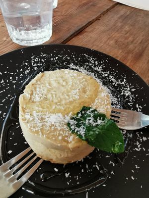 Vegan cheese cake at Tarifa EcoCenter in Tarifa