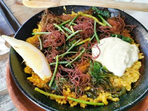 Vegan paella at Tarifa EcoCenter in Tarifa