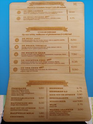 Menu at Meneer Smakers Burgerbar - Oudegracht in Utrecht
