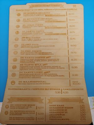 Menu at Meneer Smakers Burgerbar - Oudegracht in Utrecht