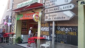 Outside at Easy Burger in Vallon-pont-darc