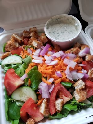 Chickunless Salad w/ ranch!! So delicious! at Self Love in Bridgeton