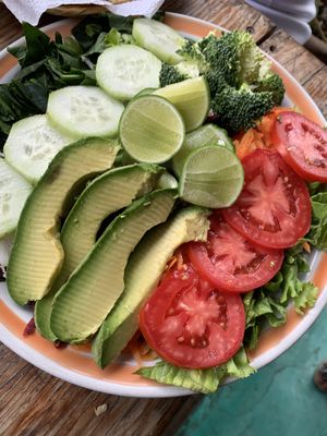 Rainbow salad  at Spirulina in Puerto Escondido