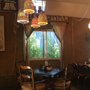 Eclectic seating at The Toasted Owl Cafe - S Mikes Pike St in Flagstaff