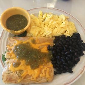 Green tamale breakfast  at The Toasted Owl Cafe - S Mikes Pike St in Flagstaff