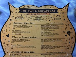 Menu 1/4 at The Toasted Owl Cafe - S Mikes Pike St in Flagstaff
