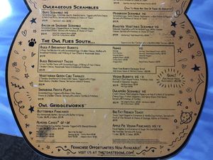 Menu 2/4 at The Toasted Owl Cafe - S Mikes Pike St in Flagstaff