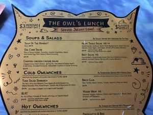 Menu 3/4 at The Toasted Owl Cafe - S Mikes Pike St in Flagstaff
