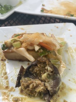 stuffed mushroom and tofu satay at Garden Cafe of Woodstock in Woodstock