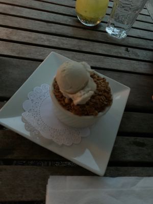 Apple crisp oh yes there’s always room for dessert  at Garden Cafe of Woodstock in Woodstock