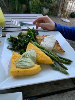 Crusted tofu the veggies were so good at Garden Cafe of Woodstock in Woodstock