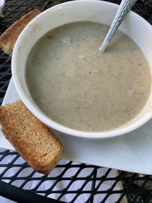 Creamy mushroom potato cauliflower soup  at Garden Cafe of Woodstock in Woodstock