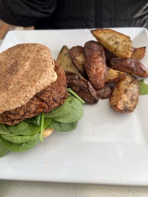 Sweet potato bean burger  at Garden Cafe of Woodstock in Woodstock