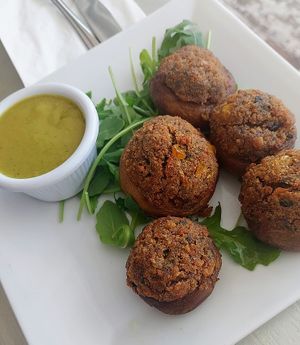 Yet another photo of the divine stuffed mushrooms, perfection at Garden Cafe of Woodstock in Woodstock