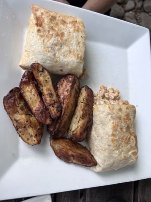 Chickpea wrap & potatoes   at Garden Cafe of Woodstock in Woodstock