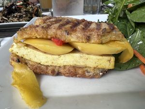 Tofu-mango panini interior   at Garden Cafe of Woodstock in Woodstock