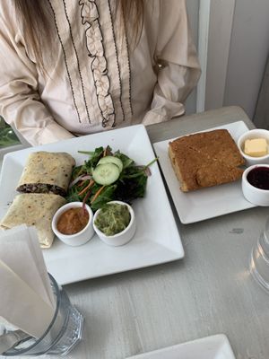 Cornbread & burrito  at Garden Cafe of Woodstock in Woodstock