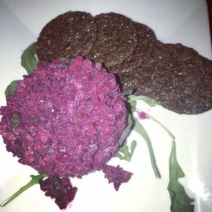 Beet tartar with crackers special at Garden Cafe of Woodstock in Woodstock