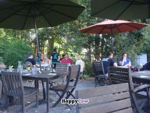 outdoor seating area at Garden Cafe of Woodstock in Woodstock