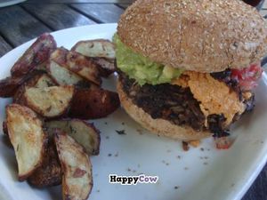 Southwestern burger at Garden Cafe of Woodstock in Woodstock