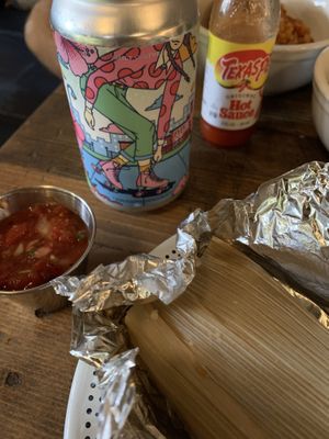 Vegan tamale +  hard kombucha   at Good Golly Tamale in Knoxville