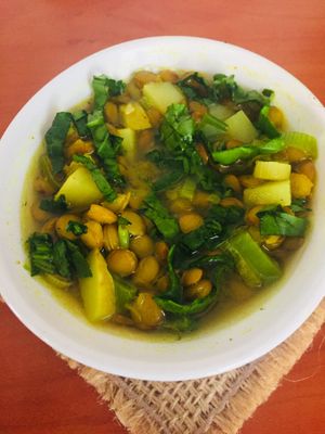 Soup lentil at Sat Nam in Antigua