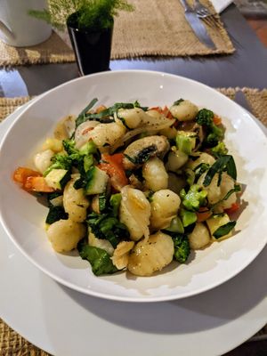 Gnocchi with vegetables. Was amazing at Sat Nam in Antigua