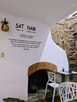 Inside the restaurant at Sat Nam in Antigua