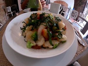 Gnocchi with vegetables/gnocchi con vegetales at Sat Nam in Antigua
