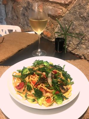 Vegetables fetucchini at Sat Nam in Antigua