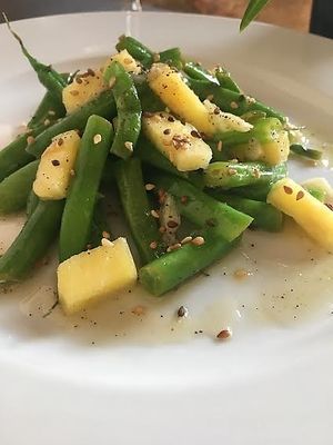 Green Beans with pineapple at Sat Nam in Antigua