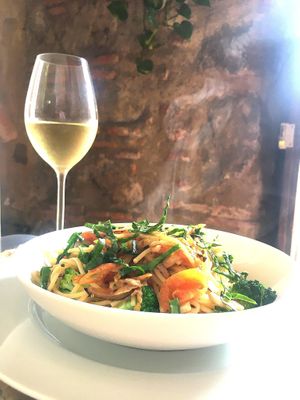 Pasta whit vegetables at Sat Nam in Antigua