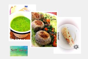 Shawarma con crema de zucchini, papa y especies. at Sat Nam in Antigua