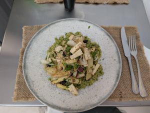 Tofu, Petersiliengummis, Kartoffeln, ... at Sat Nam in Antigua