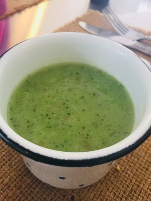 Zucchini and potatoes soup.  at Sat Nam in Antigua