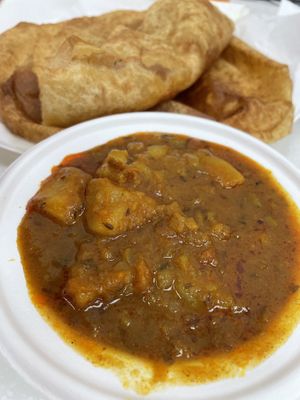 Poori aloo spicy and lots of garlic  at Chaat House in Bothell