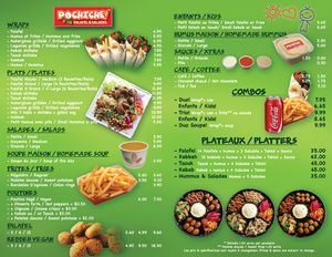 Menu at Pochiche in Montreal