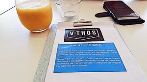 The menu at V-Thos in Javea