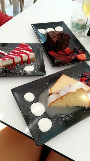 Lemon Sponge, white Cheseecake and Brownie at V-Thos in Javea