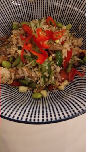 Arroz con Heura, piña y verduras at V-Thos in Javea