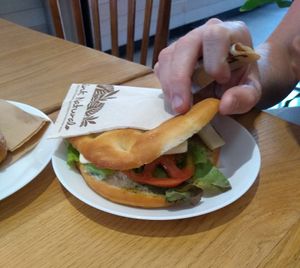 Mozzarella pesto sandwich at Essenza in Grosseto